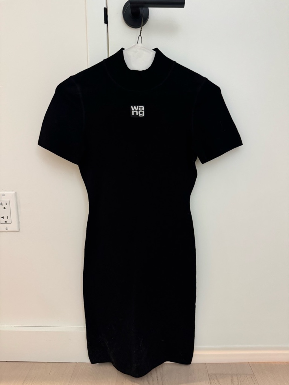 Alexander Wang Black Short-Sleeve Mock Neck Mini Dress - Picture 3 of 5